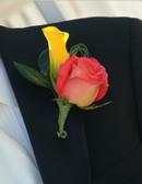 "Mini Calla Lily & Rose Boutonniere"